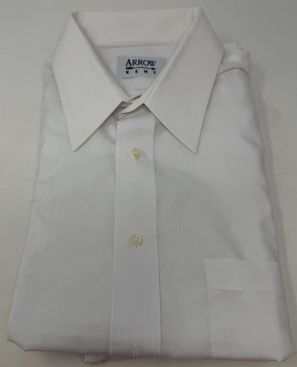 Arrow Kent Men's Long Sleeve Button Front White Dress Shirt Size 16 32-33